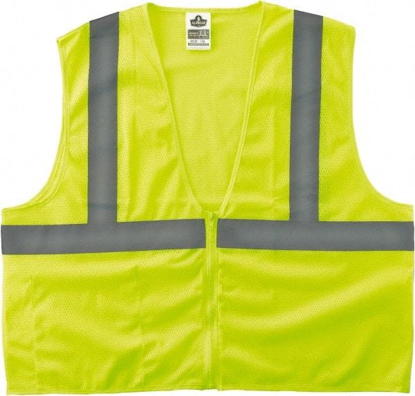 Ergodyne - Size 4X/5XL High Visibility Lime Mesh General Purpose Vest - 58 to 64" Chest, ANSI/ISEA 107, Zipper Closure, 1 Pocket, Polyester - All Tool & Supply