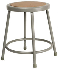 NPS - 18 Inch High, Stationary Fixed Height Stool - 14 Inch Deep x 14 Inch Wide, Hardboard Seat, Gray and Brown - All Tool & Supply