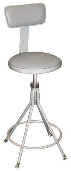 NPS - 16.8" Wide x 16.8" Deep x 24 to 28" High, Fixed Base, Adjustable Height Swivel Stool - Vinyl Seat, Gray - All Tool & Supply