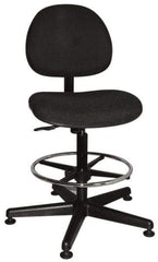 Bevco - Swivel Stool - 18" Wide x 18" Deep, Woven Fabric Seat, Black - All Tool & Supply