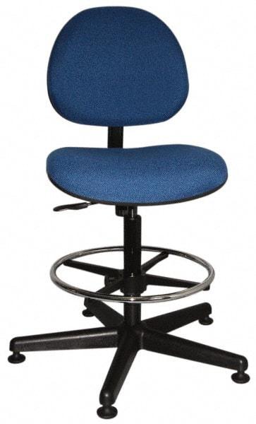 Bevco - Swivel Stool - 18" Wide x 18" Deep, Woven Fabric Seat, Blue - All Tool & Supply