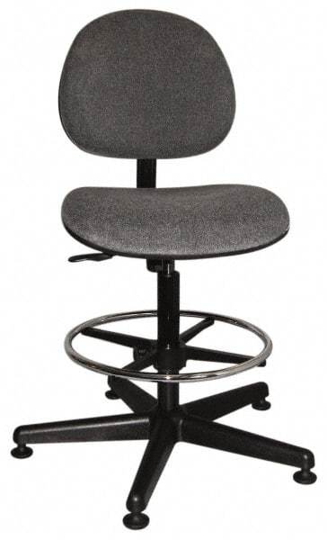 Bevco - Swivel Stool - 18" Wide x 18" Deep, Woven Fabric Seat, Gray - All Tool & Supply