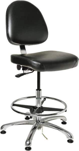 Bevco - ESD Swivel Stool with Back Rest - 20" Wide x 18" Deep, Vinyl Seat, Black - All Tool & Supply