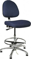 Bevco - ESD Swivel Stool with Back Rest - 20" Wide x 18" Deep, Fabric Mesh Seat, Navy - All Tool & Supply