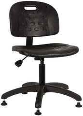 Made in USA - Adjustable Chair - 19-1/4" Wide x 17-1/4" Deep, Polyurethane Seat, Black - All Tool & Supply