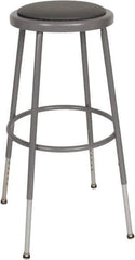 NPS - 16-3/4" Wide x 18-1/2" Deep x 31 to 39" High, Standard Base, Adjustable Seat Stool - Vinyl Seat, Gray - All Tool & Supply