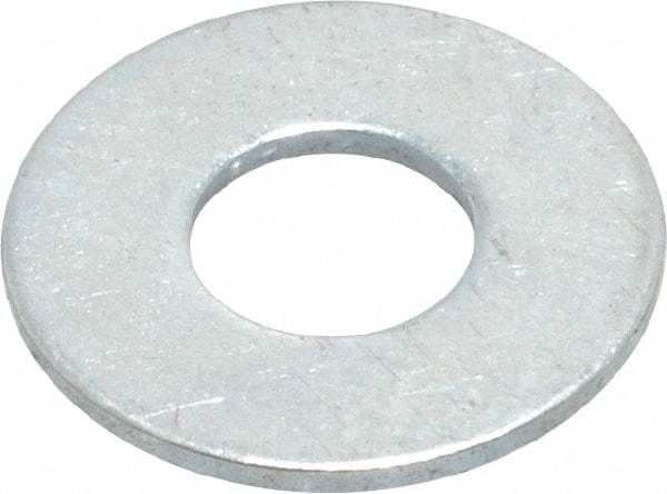 Value Collection - #12 Screw, Grade 2 Steel SAE Flat Washer - 0.241" ID x 0.58" OD, 0.08" Thick, Zinc-Plated Finish - All Tool & Supply