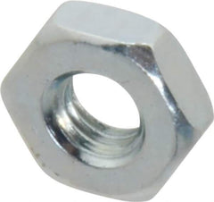 Value Collection - #10-32 UNF Steel Right Hand Machine Screw Hex Nut - 3/8" Across Flats, 1/8" High, Zinc-Plated Finish - All Tool & Supply