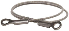 Made in USA - 12" Long, Stainless Steel Cable Eye & Eye End, Quick Release Pin Lanyard - 3/64" Cable Diam, 3/16" Hole Diam, Nylon Cable - All Tool & Supply