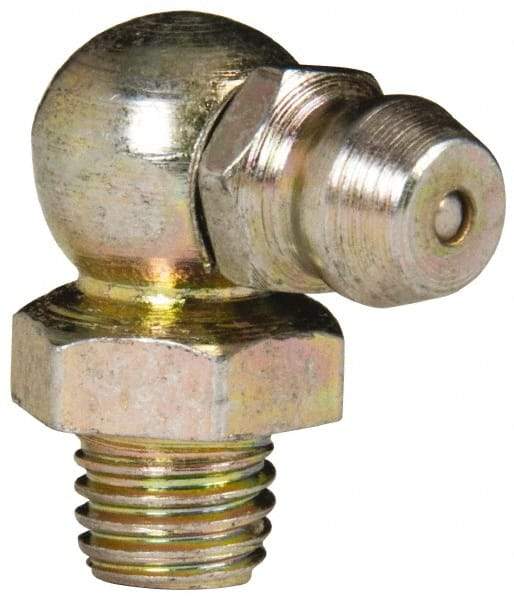 Value Collection - 90° Head Angle, 1/4-28 Steel Standard Grease Fitting - 9.53mm Hex - All Tool & Supply