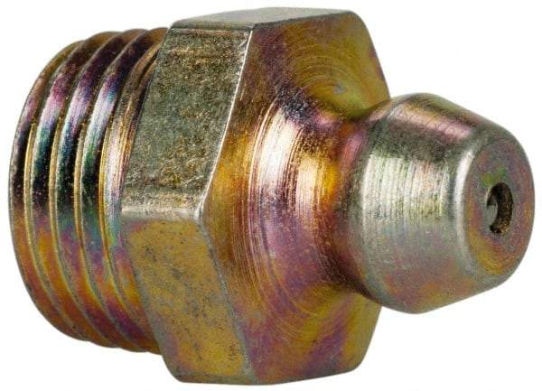 Value Collection - Straight Head Angle, 1/8 NPT Steel Thread-Forming Grease Fitting - 11.11mm Hex - All Tool & Supply