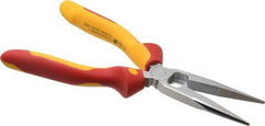 Wiha - 8" OAL, 2-3/4" Jaw Length x 3/4" Jaw Width, Long Nose Side Cutting Insulated Pliers - Extended Reach Pliers - All Tool & Supply