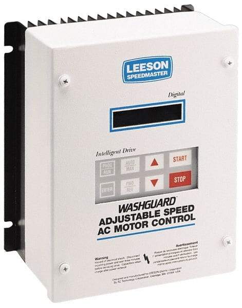 Leeson - Three Phase, 400-480 Volt, 25 hp, Frequency Drive, Inverter & Speed Control - 10.26" Wide x 8.35" Deep x 15-3/4" High, NEMA 4/12 - All Tool & Supply