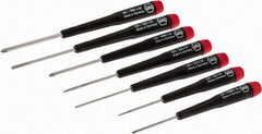 Wiha - 7 Piece Phillips & Slotted Screwdriver Set - Round Shank, Ergonomic Handle, Bit Sizes: Philips #00 to #1 - All Tool & Supply