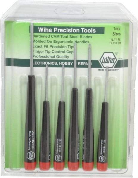 Wiha - 6 Piece T6 to T15 Micro Handle Torx Driver Set - T6, T7, T8, T9, T10, T15 - All Tool & Supply