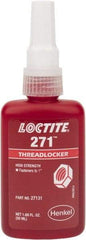 Loctite - 50 mL Bottle, Red, High Strength Liquid Threadlocker - Series 271, 24 hr Full Cure Time, Hand Tool, Heat Removal - All Tool & Supply