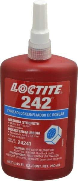 Loctite - 250 mL Bottle, Blue, Medium Strength Liquid Threadlocker - Series 242, 24 hr Full Cure Time, Hand Tool, Heat Removal - All Tool & Supply