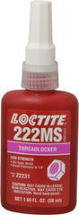 Loctite - 50 mL Bottle, Purple, Low Strength Liquid Threadlocker - Series 222MS, 24 hr Full Cure Time, Hand Tool, Heat Removal - All Tool & Supply