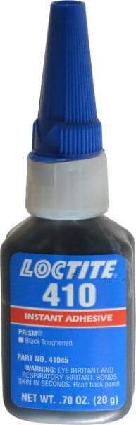 Loctite - 0.70 oz Bottle Black Instant Adhesive - Series 410, 90 sec Fixture Time, 24 hr Full Cure Time, Bonds to Metal, Plastic & Rubber - All Tool & Supply