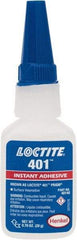 Loctite - 0.70 oz Bottle Clear Instant Adhesive - Series 401, 15 sec Fixture Time, 24 hr Full Cure Time, Bonds to Plastic & Rubber - All Tool & Supply