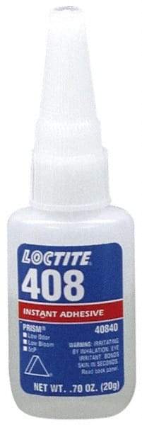 Loctite - 0.70 oz Bottle Tan Instant Adhesive - Series 408, 50 sec Fixture Time, 24 hr Full Cure Time, Bonds to Plastic & Rubber - All Tool & Supply