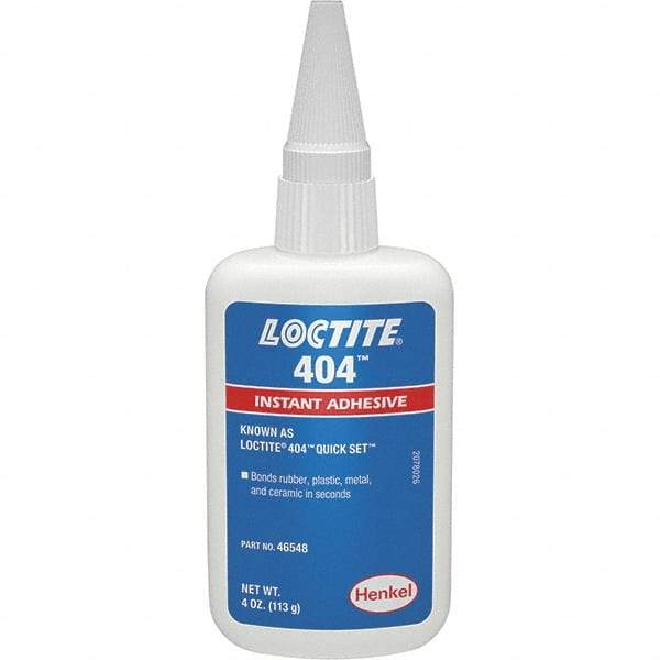 Loctite - 4 oz Bottle Clear Instant Adhesive - Series 404, 30 sec Fixture Time, 24 hr Full Cure Time, Bonds to Plastic & Rubber - All Tool & Supply