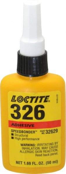 Loctite - 50 mL Bottle Structural Adhesive - 1 min Working Time, 2,200 psi Shear Strength, Series 326 - All Tool & Supply