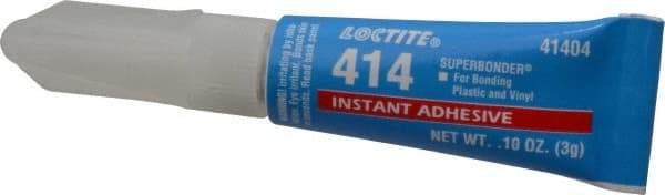 Loctite - 0.11 oz Tube Clear Instant Adhesive - Series 414, 20 sec Fixture Time, 24 hr Full Cure Time, Bonds to Metal, Plastic & Rubber - All Tool & Supply