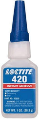 Loctite - 1 oz Bottle Clear Instant Adhesive - Series 420, 20 sec Fixture Time, 24 hr Full Cure Time, Bonds to Metal, Plastic & Rubber - All Tool & Supply