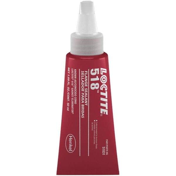 Loctite - 50 mL Tube Red Dimethacrylate Ester Joint Sealant - -65 to 300°F Operating Temp, 4 to 24 hr Full Cure Time, Series 518 - All Tool & Supply