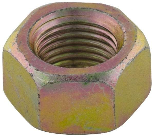 Value Collection - 7/16-14 UNC Steel Right Hand Hex Nut - 11/16" Across Flats, 3/8" High, Zinc Yellow Dichromate Finish - All Tool & Supply