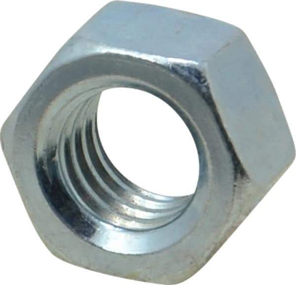 Value Collection - 3/8-16 UNC Steel Right Hand Hex Nut - 9/16" Across Flats, 21/64" High, Zinc-Plated Finish - All Tool & Supply