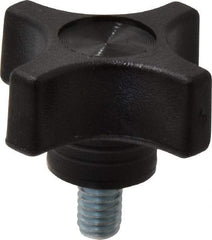 Gibraltar - 1-3/4" Head Diam, 4 Point Lobed Knob - 5/16-18 Stem, Thermoplastic, Black - All Tool & Supply