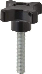 Gibraltar - 2" Head Diam, 4 Point Lobed Knob - 3/8-16 Stem, Phenolic, Black - All Tool & Supply