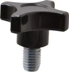 Gibraltar - 2" Head Diam, 4 Point Lobed Knob - 1/2-13 Stem, Phenolic, Black - All Tool & Supply