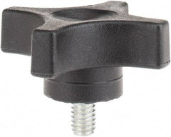 Gibraltar - 2-1/4" Head Diam, 4 Point Lobed Knob - 5/16-18 Stem, Thermoplastic, Black - All Tool & Supply