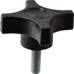 Gibraltar - 2-1/4" Head Diam, 4 Point Lobed Knob - 5/16-18 Stem, Thermoplastic, Black - All Tool & Supply