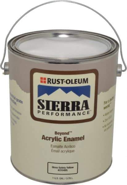 Rust-Oleum - 1 Gal Safety Yellow Semi Gloss Finish Acrylic Enamel Paint - Interior/Exterior, <0 gL VOC Compliance - All Tool & Supply