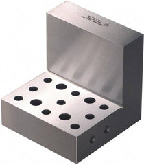 Suburban Tool - 4" Wide x 4" Deep x 4" High Steel Precision-Ground Angle Plate - Standard Plate, Machined Holes on Surface, Open End, 1-1/4" Thick, Pair of Plates - All Tool & Supply