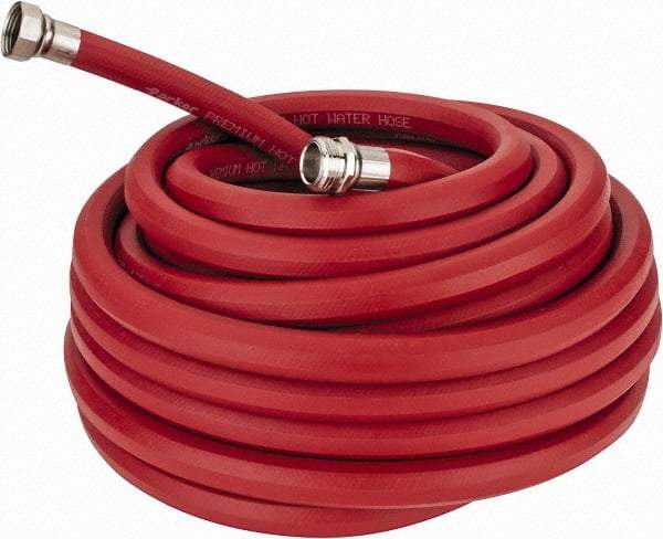 Parker - 50' Long, 3/4" Male x Female GHT, -40 to 200°F, Rubber High Temp & High Pressure Hose - 5/8" ID, Red, 125 psi - All Tool & Supply