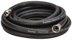 Parker - 25' Long Water Hose - 5/8" Diam, 3/4" GHT, Rubber, 125 psi, Black - All Tool & Supply