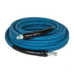 Parker - 50' Long, 3/8" Fitting, Male Rigid x Male Swivel Fitting, -40 to 250°F, Neoprene High Temp & High Pressure Hose - 3/8" Inside x 5/8" Outside Diam, Blue, 3,000 psi - All Tool & Supply