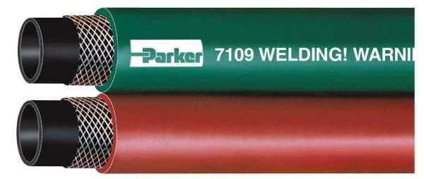 Parker - 3/8" Inside x 0.656" Outside Diam, Grade T Welding Hose - Green & Red, 50' Long, Twin Style, 200 psi Working Pressure - All Tool & Supply