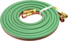 Parker - 3/16" Inside x 7/16" Outside Diam, Grade T Welding Hose - Green & Red, 12-1/2' Long, Twin Style, 200 psi Working Pressure - All Tool & Supply