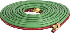 Parker - 1/4" Inside x 17/32" Outside Diam, Grade T Welding Hose - Green & Red, 25' Long, Twin Style, 200 psi Working Pressure - All Tool & Supply