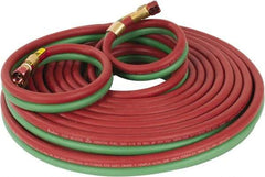 Parker - 1/4" Inside x 17/32" Outside Diam, Grade T Welding Hose - Green & Red, 50' Long, Twin Style, 200 psi Working Pressure - All Tool & Supply