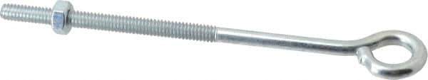 Gibraltar - 1/4-20, Zinc-Plated Finish, Steel Wire Turned Open Eye Bolt - 3" Thread Length, 1/2" ID x 1" OD, 5" Shank Length - All Tool & Supply