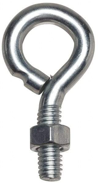 Gibraltar - #10-24, Zinc-Plated Finish, Steel Wire Turned Open Eye Bolt - 1" Thread Length, 3/8" ID x 3/4" OD, 2" Shank Length - All Tool & Supply