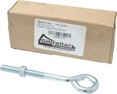 Gibraltar - 3/8-16, Zinc-Plated Finish, Steel Wire Turned Open Eye Bolt - 2-1/2" Thread Length, 3/4" ID x 1-1/2" OD, 4" Shank Length - All Tool & Supply