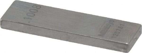 Mitutoyo - 0.1008" Rectangular Steel Gage Block - Accuracy Grade AS-1, Includes Certificate of Inspection - All Tool & Supply